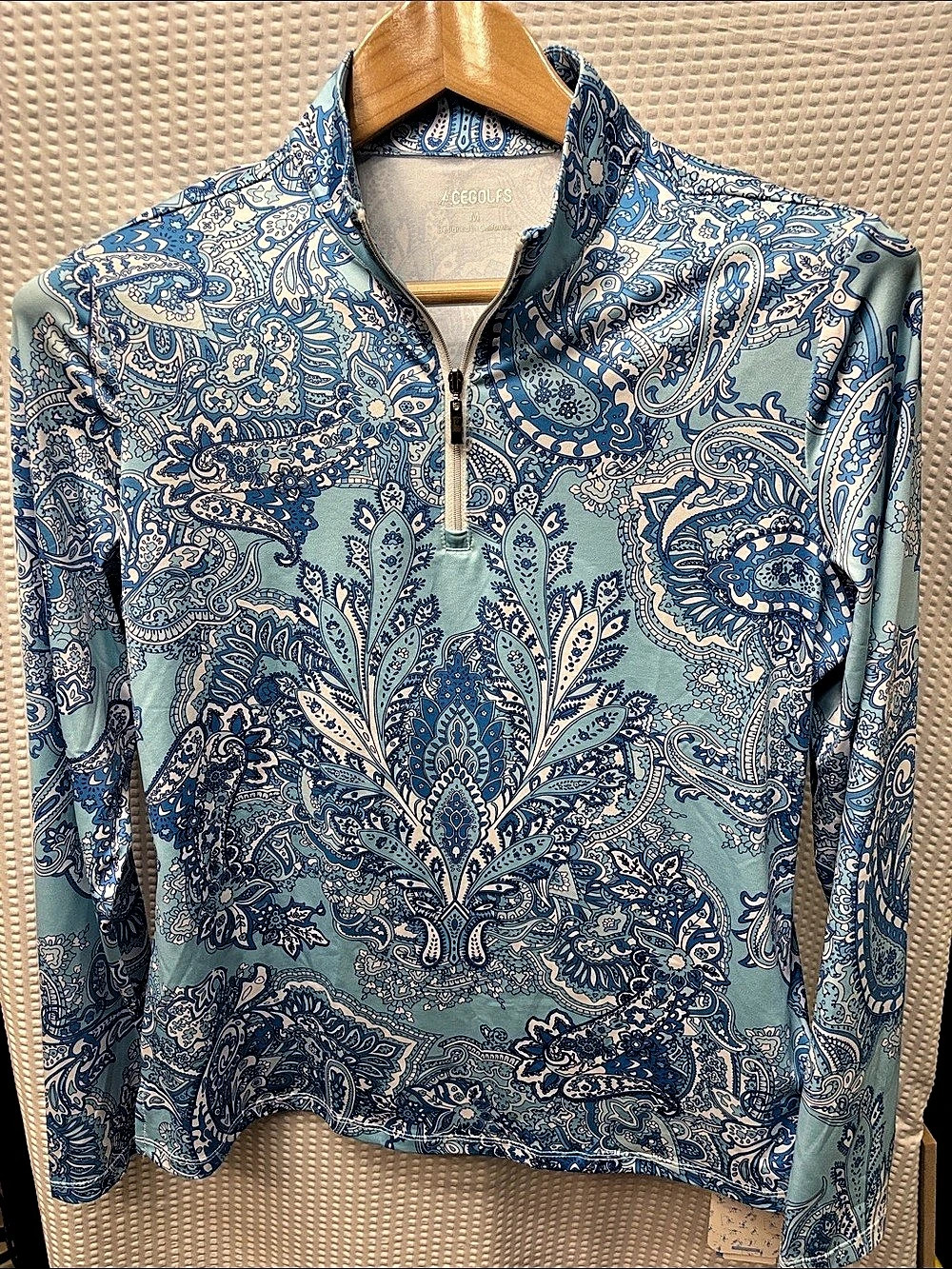 ACEGOLFS Pretty Feminine Pullover UPF 50+ + Paisley Quarter Zip Blue & Green